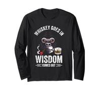 Whiskey GOES in Wisdom Comes Out Whiskey Wisdom Humor Monkey Long Sleeve T-Shirt