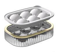 Whiskey Ice Ball 6 Pack Giant Maker for Bourbon - Non-Stick Silicone Tray Leak Proof Lid Home Bar 13x9cm(White)
