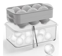 Whiskey Ice Cubes Mold 2 Pack - Round Ice Cube Mold & Ice Ball Maker Set with Storage Bin, Ice Cube Trays with Lid, Tongs for Bourbon & Cocktails, Gifts for Whiskey Lover