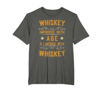 Whiskey Improves with Age and I Improve with Whiskey Bourbon T-Shirt, Men's Big and Tall, Asphalt Grey, 3X Tall