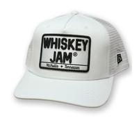 Whiskey Jam WJ Tractor Adjustable Snapback Trucker Hats, White/Black, One size