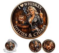 Whiskey Lover Commemorative Coin, Funny Whiskey Enthusiast Coins, Bad Attitude Whiskey Coin - Vintage Pin-Up Novelty Bar Coins, Double Sided Challengecoin, Humor Gag Gift for Friends (1pcs)