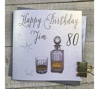 Whiskey Lover, on the rocks, few drinks -any age 18, 19, 21, 30 ,40 ,50 , 60, 65, 70, 80, 90, Personalised Handmade Birthday Card - made to order - by White Cotton Cards