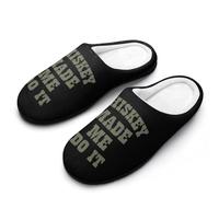 Whiskey Made ME DO IT Men's Cotton Slippers Warm House Shoes with Non-Slip Sole for Indoor&Outdoor 11-12（44-45）