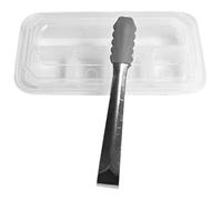 Whiskey Rocks Storage Case with Ice Tongs, Empty Four Compartment Metal Box | 304 Stainless Steel Construction, Secure Lid Closure, Sl ountertop Organiser for Whisky Stones, Bbqs and Commercial Bars
