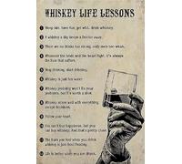 Whiskey rules wall art whiskey life lessons metal tin sign poster wall decor club bar office room decor 8x12 inches