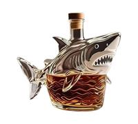 Whiskey Shark Bottle,50th Anniversary Limited Edition Whiskey Bottles,Bar Decorative Glass,Unique Transparent Engraved Animal Shape Glass,Gift for Whisky Lovers, Fathers Days, Husbands (E)