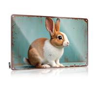 Whiskey Signs For Home Bar A Cute Brown And White Rabbit. Tin Sign Men Decor Pool Zone Tin Sign(20X30CM)