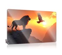 Whiskey Signs For Home Bar Lion And Eagle Face Each Other At Sunset. Tin Sign Men Decor Pool Zone Tin Sign(20X30CM)