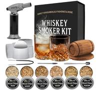 Whiskey Smoker Infuser Kit with Torch Cocktail Bourbon - 6 Flavors Wood Chips for Old Fashioned Drinks, Unique Christmas Anniversary Housewarming Gifts for Men,Dad,Father,Husband,Birthday (No Butane)