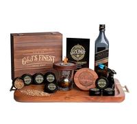 Whiskey Smoker Kit | Cocktail Smoker Kit with Quad Flame Torch, Scorch Shield, Lid, 6 Wood Chips & Wooden Box for Smoked Old Fashioned| Bourbon Smoker| Whiskey Gift for Men (No Butane Incl.)