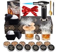 Whiskey Smoker Kit - Cocktail Smoker Kit with Torch, 2 Whiskey Glasses, 2 Ice Ball Makers, 6 Flavors Wood Chips - Old Fashioned Smokers - Bourbon Drink Smoking Set - Whiskey Accessories Gifts for Men
