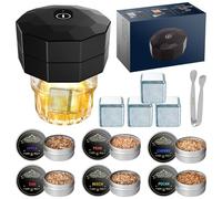 Whiskey Smoker Kit with 6 Wood Chips, Built-in Electric Lighter, No Butane Needed, Rechargeable Cocktail Smoker Kit, Bourbon Old Fashioned Drink Smoking Kit, Smokers Gift for Men Dad Husband Boyfriend