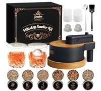 Whiskey Smoker Kit with Torch - 6 Flavors Wood Chips, 2 Glasses, 2 Ice Ball Molds, Old Fashioned Drink Smoker Kit, Birthday Bourbon Gifts for Men, Dad, Husband (NO Butane) (Wood)