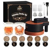 Whiskey Smoker Kit with Torch - 6 Flavors Wood Chips, 2 Glasses, 2 Ice Ball Molds, Old Fashioned Drink Smoker Kit, Birthday Bourbon Gifts for Men, Dad, Husband (NO Butane) (Brown)