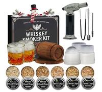 Whiskey Smoker Kit with Torch - 6 Flavors Wood Chips, Old Fashioned Cocktail Smoker Infuser Set with 2 Glasses & Ice Ball Molds - Bourbon Whiskey Gifts for Men Dad Husband (Without Butane)