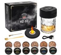 Whiskey Smoker Set Built in Lighter No Butane Rechargeable Cocktail Smoker Kit with 6 Flavors Wood Chips for Cocktails, Wine, Coffee, Food Bourbon Whiskey Gifts