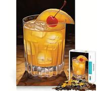 Whiskey Sour Cocktail 1000-piece Jigsaw Puzzles Brain Training Fun Tight Interlock No Gaps Bonding Activity for Loved Ones (38x52cm)
