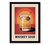 Whiskey Sour Cocktail Art Deco Framed Wall Art Print A1 (84.1×59.4cm) Black, Wall Decor for Living Room, Bedroom, Office & Home, Ready to Hang, Art Gift