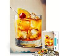 Whiskey Sour Cocktail Teenagers 1000 Pieces Puzzle Mental Recall Game Tight Lock No Loose Pieces Travel-friendly Brain Game Gift (38x26cm)