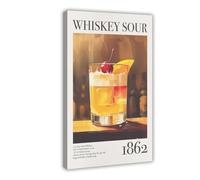 Whiskey Sour Poster Print Bar Wall Art Vintage Bar Canvas Wine Classic Art Print Retro Bar Wall Decor