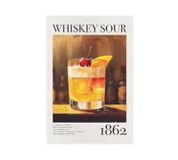 Whiskey Sour Poster Print Bar Wall Art Vintage Bar Canvas Wine Classic Art Print Retro Bar Wall Decor