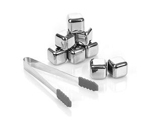 Whiskey Stones 8 PCS, Homiu Stainless Steel Metal Ice Cubes, Reusable Whiskey Rocks Beverage Chilling Stones for Scotch and Gin, Drinking Gifts Sets Box for Men Dad Husband Anniversary Birthday