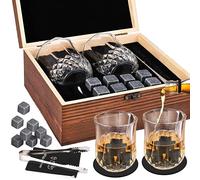Whiskey Stones, GOLDGE Whiskey Glass Gift Sets for Men, Whisky Rocks Chilling Stones, Whisky Glasses Set Gift for Dad, Husband, Father Gift with 2 Whisky Glasses in Luxury Wooden Box