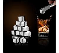 Whiskey Stones - Metal Ice Cube - Whiskey Ice Cubes - Reusable Stainless Steel Ice Cube Trays, For Whiskey, Vodka, Liqueurs, Wine, Beverage Juice Or Soda, Pack Of 12