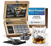 Whiskey Stones Set - Reusable Stainless Steel & Basalt Ice Cubes + Tongs | Premium Cooling Rocks Gift Kit: Chilling Cocktails & Drinks, Cognac Scotch Bourbon Whisky | Birthday Idea Bar Party Men Women