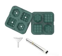 Whiskey Themed Ice Cube Tray with Hockey Puck Style For molds Made from Silicone with Protective Cover (Green)