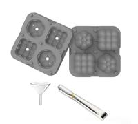 Whiskey Themed Ice Cube Tray with Hockey Puck Style For molds Made from Silicone with Protective Cover (Gray)