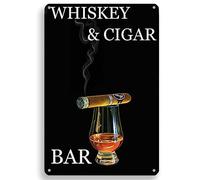 Whiskeycigar Bar Funny Metal Sign Cigar Art Retro Wall Decor Metal Hanging Signs For Home Kitchen Bathroom Farm Garden Garage Wall Decor Plaque 20x30cm