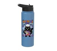 Whisking You were Here Funny Black Cat Baking Halloween Stainless Steel Insulated Water Bottle