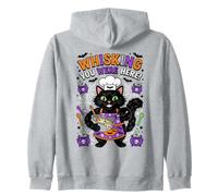 Whisking You Were Here Funny Black Cat Baking Halloween Zip Hoodie