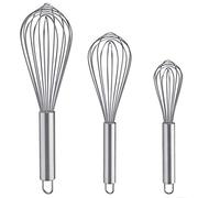 Whisks for Cooking, 3 Pack Stainless Steel Whisk for Blending, Whisking, Beating and Stirring, Enhanced Version Balloon Wire Whisk Set, 8"+10"+12"