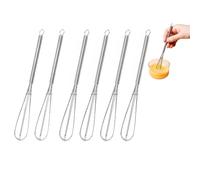 Whisks Stainless Steel Mini Wire Whisks Set of 2 Portable Stainless Steel Kitchen Tiny Whisk Egg Beater with Thick Wire for Cooking Blending Whiping Beating Stirring (6)