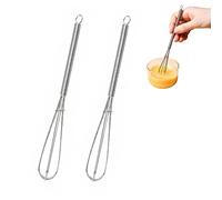 Whisks Stainless Steel Mini Wire Whisks Set of 2 Portable Stainless Steel Kitchen Tiny Whisk Egg Beater with Thick Wire for Cooking Blending Whiping Beating Stirring
