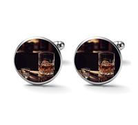 Whisky And Cigar Alloy Cufflinks for Men 17mm 20mm Shirt Cuff Links for Wedding Business Formal Dress Father's Day Birthday Gift for Him