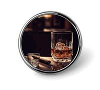 Whisky And Cigar Button Pins - Personalized Round Badges for Women Men Custom Photo Buttons for Backpack Cloth Decoration Souvenir Gifts, Metal Badge Brooch Party Costume Accessory