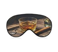 Whisky and Cigar Eye Mask Sleep Mask for Side Sleeper Women Men Pressure-Free & Light Block-Out Blindfold Soft Comfortable Eye Covers Breathable Blindfold Adjustable