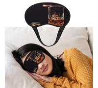 Whisky and Cigar Sleep Mask Soft Blackout Eye Mask with Adjustable Strap Comfortable Eye Shade Cover for Women Men Deep Rest Travel Work Home