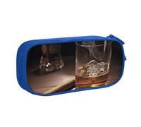 Whisky and Cigarette Picture Pencil Case, Zip Smooth Pencil Case, Portable Pencil Case Large School Stationery Storage Bag, Make-Up Bag