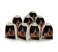 Whisky Beer Pictures Bunches Pocket Cotton And Hemp with Drawstring 8 Pieces Reusable Gift Bags Jewelry Pouch for Wedding DIY Craft Party (4.9 X 6.7 Inch)