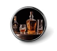 Whisky Beer Pictures Round Badge Personalized Metal Lapel Pin Badges Fit Clothing Bags Hat Humorous Printed Brooch Badge Party Decorations Accessories for Men Women