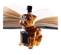 Whisky Bottle - Glass Bottle for Spirits in Bulldog Design, Decorative 300 ml Carafe Wine Container Gift Idea for Father Husband Friends Restaurant Living Room Birthday