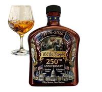 Whisky Bottle with American Flag - 350 ml Commemorative Decanter, Liqueur in Number 250 | Gift for Men, Fathers, Boyfriends, Husbands, Home Kitchen Bar Collection