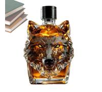 Whisky Bottles, Wolf Wine Goblet, Detailed Engraved Wolf Design Glass Bottle for Home Bar, Cocktail Whisky