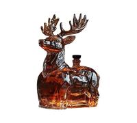 Whisky Decanter 12cl Glass Deer Shape Alcohol Jug Animal Shape Spirits Jug Gift Idea for Christmas Birthday Home Bar Office Vodka Brandy Wine Te