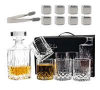 Whisky Decanter and Glasses Set, Whiskey Decanter Gift Set,Whisky Crystal Decanter,Classic Whiskey Decanter,Whiskey Gift Sets for Men,Incl 8 Whiskey Stones, 1 Pliers,4 Whisky Glasses